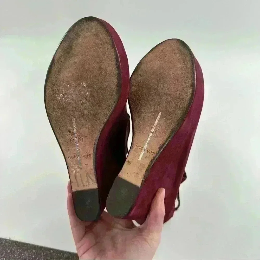 Dolce vita Jade ankle booties size 8 burgundy Nubuck leather  wedge platforms